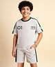 Pine Active Drop Shoulder Half Sleeves T-Shirt & Shorts Set with Racing Print - Offwhite