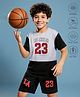 Pine Active Drop Shoulder Half Sleeves T-Shirt & Shorts Set with Los Angeles Print - Black & Offwhite