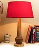 Homesake Classic Cubist Wooden Table lamp, with red shade