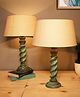 Homesake Signature Rustic Table Lamp set of 2, farmhouse Living Room Bedroom House Bedside Nightstand Home Office Reading Light, Rope Algae Khadi