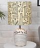 Homesake Modern Table Lamp, Wooden Base Modern Fabric Lampshade for Home Office Cafe Restaurant, Ribbed Basket, Savanna - Cream