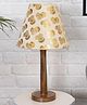 Homesake Modern Table Lamp, Wooden Base Modern Fabric Lampshade for Home Office Cafe Restaurant, Nordic Stick, Golden Peacock - Golden