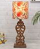 Homesake Sculptural Hand Carved Wood Table Lamp with Drum Birds shade, Antique Black