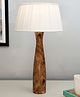 Homesake Antique Solid Timber Turned Table Lamp With Empire Pleated Off-white Shade