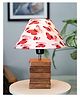 Homesake Ribbed Cube Table Lamp, Wooden Base Modern Fabric Lampshade for Home Office Cafe Restaurant, Cone Butterfly