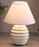 Homesake Modern Small Ceramic Table Lamp, Classic Bedside Desk lamp for Living Room Bedroom, Farmhouse Night , Ribbed, White