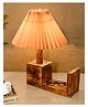 Homesake Rustic Book Shelf Table Lamp Bedside Antique Desk Lamps for Living Bedroom Study Night Desk Lamp E27 Holder, Pleated Jute Fabric Shade