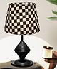 Homesake Bedside Black Metal Table Lamp with Fabric Shade, E27 holder, Urn,  Bedside Light, Bedroom, Chessboard Shade