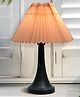 Homesake Bedside Black Metal Table Lamp with Fabric Shade, E27 holder, Cone, Pleated Jute Shade