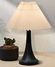 Homesake Bedside Black Metal Table Lamp with Fabric Shade, E27 holder, Cone, Pleated Off-White Shade