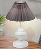 Homesake Farmhouse Matt Table Lamp for Bedroom, White Modern Bedside Lamps for Living Room, Rustic Table Light for Night Stands, Dorm, Office, Home Décor Fabric Shade, E27 holder, Urn, Pleated Grey