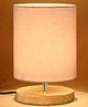 Homesake Pine Table Lamp-Wooden Bedside Lamp Simple Bedroom Light Linen Shade Mini Desk Lamp Nightstand Lamp for Bedroom,Living Room,Gift, Khadi Cylinder