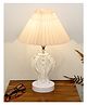 Homesake Modern Round Small Crystal Table Lamp,Contemporary Bedroom Bedside Nightstand Lamp,Desk Globe Lamp for Living Room Girls Kids Room, Strippy Vase, Off-White Pleated