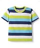 Babyhug 100% Cotton Knit Half Sleeves T-Shirt With Stripes - Green & Blue