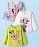 Babyhug Disney Single Jersey Knit Full Sleeve T-Shirt with Minnie Mouse Graphic Pack of 3 - Limegreen & White