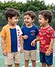 Babyhug 100% Cotton Knit Half Sleeves T-Shirts with Sport Theme Print Pack Of 3 - Red & Navy Blue