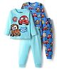 Babyhug Disney Single Jersey Knit Full Sleeves Pyjama Sets  with Car Graphic Pack of 2 - Blue & Light Blue