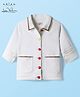 Arias Cotton Stretch Woven Full Sleeve Front Button Denim Jacket With Embroidery Detail - White
