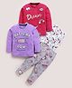 Little Marine Cotton Blend Knit Pack of 2 Full Sleeves Unicorn & Battery Low Text Printed Coordinating Night Suit Sets - Purple & Maroon