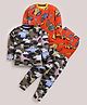 Little Marine Cotton Blend Knit Pack of 2 Full Sleeves Excavators & Camouflage Printed Coordinating Night Suit Sets - Dark Grey & Dark Red