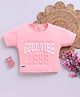 Biskid Cotton Half Sleeves Good Vibe Text Puff Printed Top - Coral