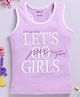 Biskid Cotton Sleeveless Lets Go Girls Text Puff Printed Tank Top - Purple