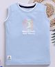 Biskid Cotton Sleeveless Wanderlust Text Printed Tee - Blue