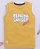Biskid Cotton Sleeveless Florida Sunset Text Printed Tee - Mustard