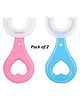 Baby Miniature U Shaped Soft Manual Whitening Silicone Mouth Cleaning Toothbrush Pack of 2 Colour May Vary