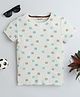 BABY NATION Cotton Half Sleeves Hedgehog Printed Ribbed Tee - Cream