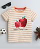 BABY NATION Cotton Half Sleeves Striped & Apple Printed Tee - Orange