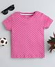 BABY NATION Cotton Half Sleeves Polka Dots Printed Tee - Pink