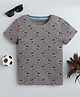 BABY NATION Cotton Half Sleeves Ducks Printed Tee - Dark Grey