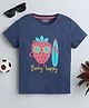 BABY NATION Cotton Half Sleeves  Berry Happy Text Printed Tee - Navy Blue