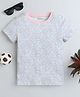 BABY NATION Cotton Half Sleeves Floral Printed Tee - White