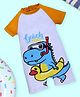 Kiddopanti Half Raglan Sleeves Dinosour Printed Swimsuit - Yellow
