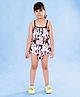 Kiddopanti Sleeveless Abstract Printed Coordinating Top & Asymmetrical Skirt Set - White & Purple