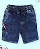 Kiddopanti Denim Side Taped Mild Washed Shorts - Medium Blue