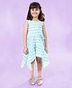 Kiddopanti Cotton Sleeveless Ikat Printed Asymmetrical Dress - Green