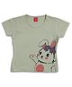 Sportking Cotton Half Sleeves Cute Baby Bunny Printed Top - Light Green