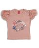 Sportking Cotton Half Puffed Sleeves Beach Theme Printed Top - Peach