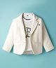 Dapper Dudes Full Sleeves Textured Blazer With Typography Printed Tee Set - Off White