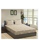 Trance Home Linen 144TC Cotton Printed King Size Fitted  Bedsheet with 2 Pillow Cover - SERENITY BEIGE