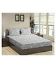 Trance Home Linen 144TC Cotton Printed Queen Size Fitted Bedsheet with 2 Pillow Cover - SENERITY GREY