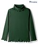 Honeyhap Premium 100% Cotton Knit with Bio Finish Full Sleeves Turtle Neck Solid Color Top - Rain Forest