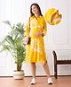 Bella Mama Woven Three Fourth Sleeves Maternity Shirt Dress With Floral Print - Yellow
