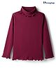 Honeyhap Premium Cotton 100% Knit with Bio Finish Full Sleeves Solid Color Turtle Neck Top - Maroon