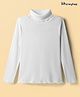 Honeyhap Premium Cotton 100% Knit with Bio Finish Full Sleeves Solid Color Turtle Neck Top - White
