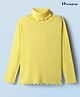 Honeyhap Premium Cotton 100% Knit with Bio Finish Full Sleeves Solid Color Turtle Neck Top - Yellow