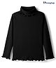 Honeyhap Premium 100% Cotton Knit with Bio Finish Full Sleeves Turtle Neck Solid Color Top - Black Beauty